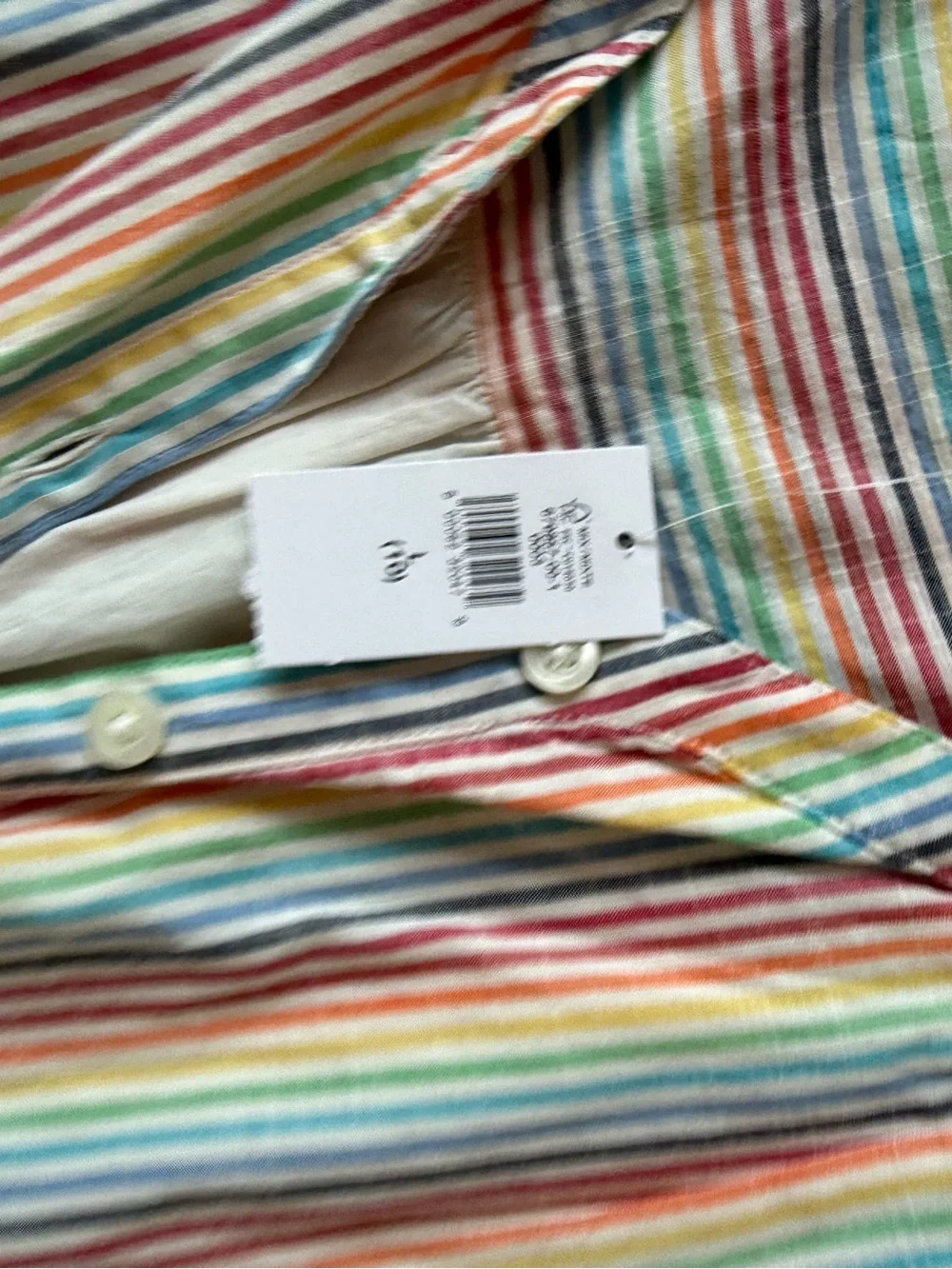 GAP Rainbow Stripe Ruffle-Sleeve Casual Dress